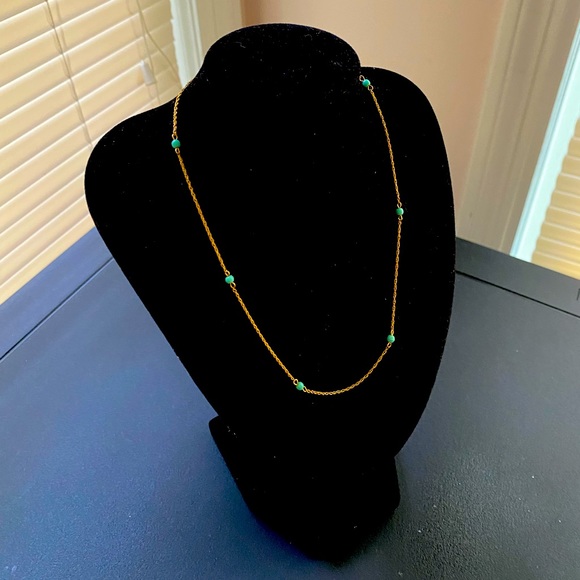 🔥 15” Real Turquoise and Gold Necklace - Picture 2 of 4